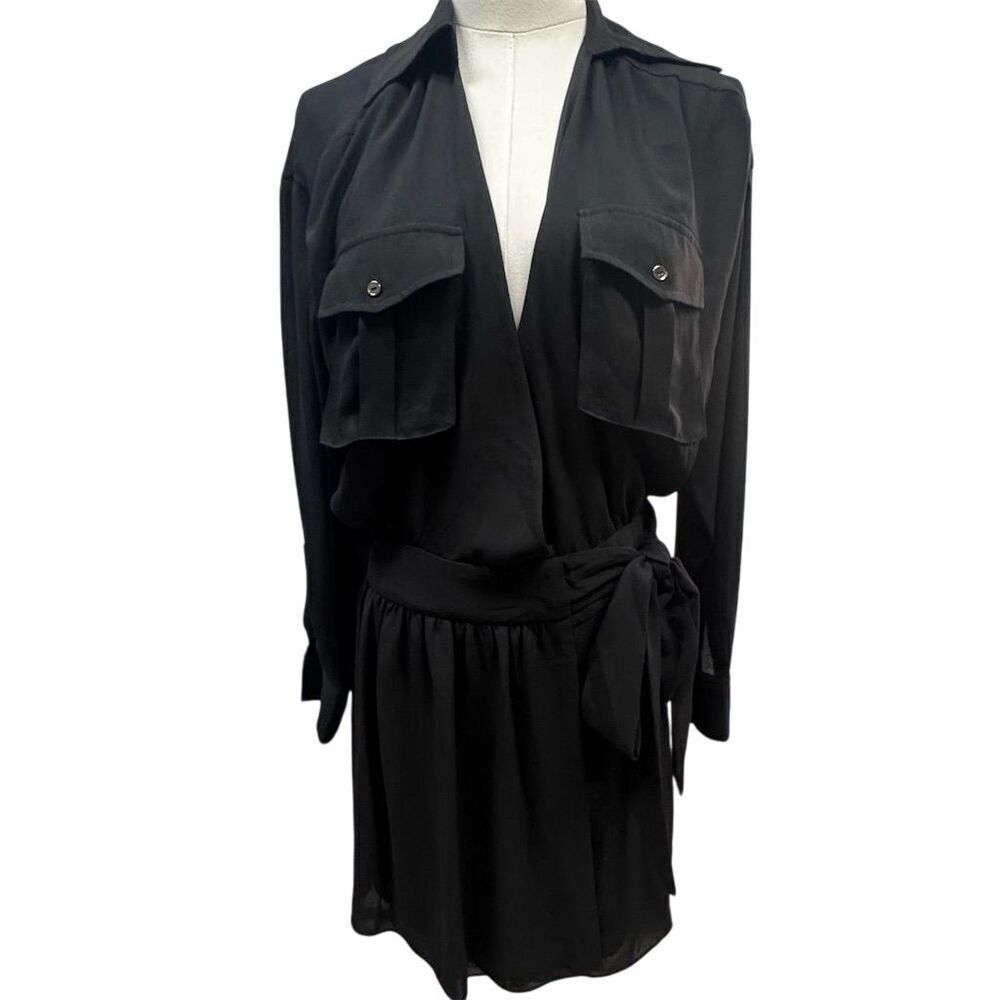 NWT Ramy Brook Women's XS Black Long Sleeve Wrap Dress